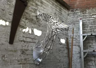 Mirror Polished Hollow Deer Head Stainless Steel Sculpture For Wall Decor