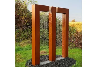 Garden Decor Gate Design Corten Steel Fountain Water Feature Sculpture