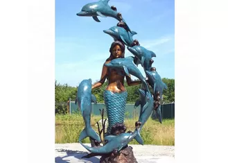 Life Size Western Bronze Statue Dolphin And Mermaid Sculpture For Casting Finish