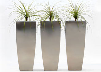 Vertical Brushed Metal Stainless Steel Planter Simple Design 38*38*120 Cm