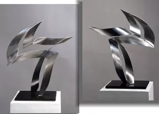 Customized Modern Stainless Steel Art Sculptures Indoor Decorative Brushed Finishing