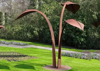 Modern Style Corten Steel Sculpture Abstract Outdoor Garden Leaf Sculpture