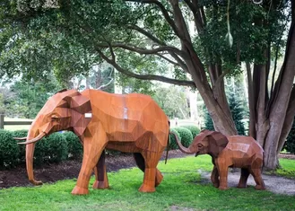 Out Door Animal Corten Steel Sculpture Elephant Garden Statue Life Size