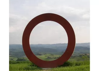 Contemporary Metal Art Corten Steel Ring Sculpture Forging And Casting Technique