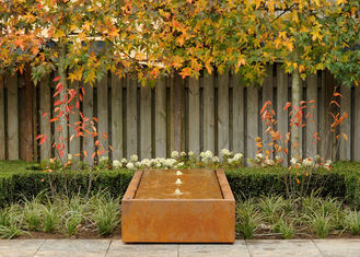 Rectangular Corten Steel Water Feature For Interior Outdoor Decoration