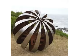 Outdoor Decor Corten Steel Sculpture , Painted Stainless Steel Ball Sculpture