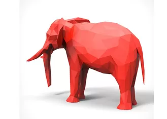 Red Decoration Painted Metal Sculpture , Modern Steel Elephant Sculpture