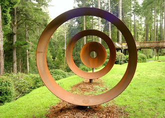 Laser Cut Rusty Outdoor Corten Steel Sculpture For Garden Decoration Circle Shape