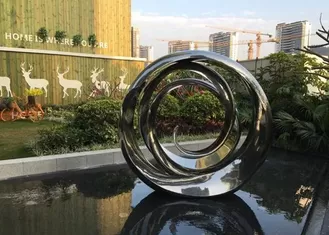 Durable Spiral Circle Stainless Steel Sculpture For Garden Pool Decoration