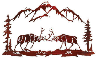 Battling Buck Nature Metal Wall Sculpture / Wall Decor Metal Sculpture