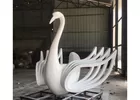 Large Size Beautiful Lifelike Stainless Steel Sculpture White Swan Sculpture