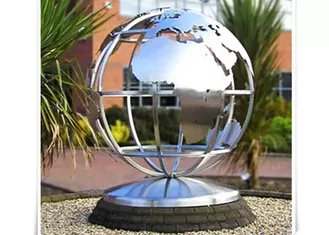 Metal World Globe Map Stainless Steel Sculpture For Public Decoration