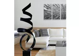 Modern Abstract Painted Metal Ribbon Sculpture For Interior Decoration