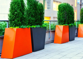 Trapezoid Couple Tall Stainless Steel Planters For Outdoor Decoration