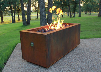 Rectangular Shape Corten Steel Fire Pit For Patio Heating Weathering Resistant