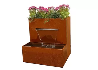 Waterfall Herb Planter Corten Steel Water Feature For Outside Garden Decor