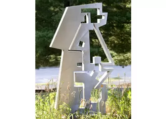 Stainless Steel Painted Metal Sculpture , Metal Outdoor Sculpture Abstract