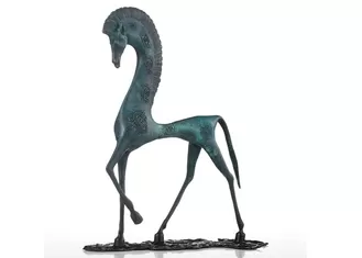 Antique Green Patina Life Size Bronze Horse Statue Casting Finish Abstract Design