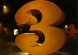 Metal Number Three Corten Steel Sculpture for Outdoor Art Decoration