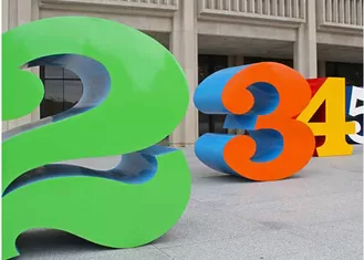 Painted Stainless Steel Number Sculpture For Public , Metal Garden Sculptures