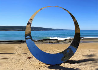 Welding Technique Stainless Steel Sculpture Circle Design For Lawn 150cm Dia