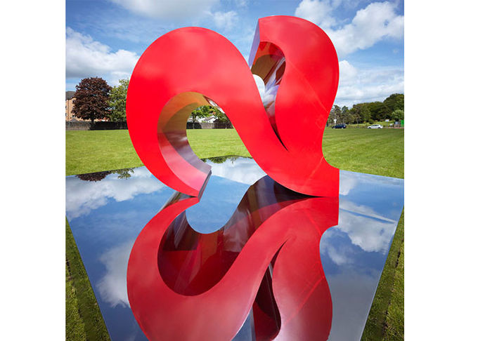 Red Color Painted Modern Garden Sculptures City Decoration Stainless Steel Heart Shaped