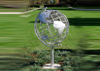 Decorative Stainless Steel Sculpture With Semi - Meridian Globe Shape