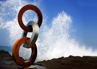 Forging Technique Corten Steel Rings / Metal Ring Sculpture Multi Function