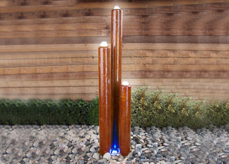 Customized Size Corten Steel Water Feature Columns With Light Modern Style