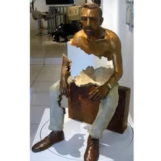 Interior Landscape Design Bronze Statue Sitting Man Sculpture Long Life Time