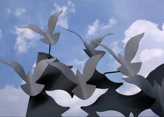 Bird Flying Stainless Steel Abstract Yard Sculptures Contemporary Metal Garden Ornaments