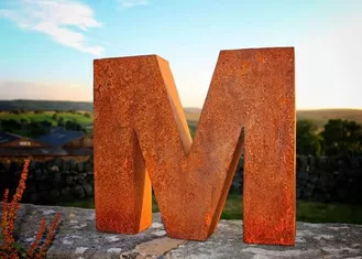 Park Decoration Corten Steel Sculpture Landscape Letter M Rusty Outdoor Metal Sculpture