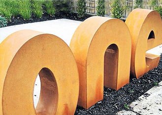 Modern Style Corten Steel Letters Sculpture , Outdoor Metal Sculpture Garden Art