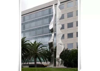 Public Art Column Shape Contemporary Steel Sculpture / Abstract Yard Sculptures