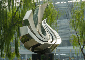Large Polished Stainless Steel Sculpture , Outdoor Metal Sculpture For Garden