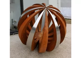 Outdoor Decor Corten Steel Sculpture , Painted Stainless Steel Ball Sculpture