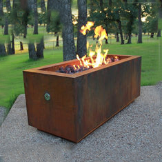 Multi function Corten Steel Fire Pit Rectangle Metal Garden Fire Pit Metal Sculpture