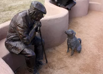 Old Man And Dog Bronze Statue For Home Garden Public Decoration