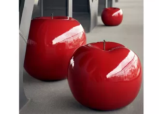 Large Painted Sculpture Red Apple Decorative Fiberglass Sculpture 120 Cm High