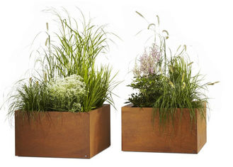 Contemporary Metal Planters Large Flower Pots Corten Steel Materia