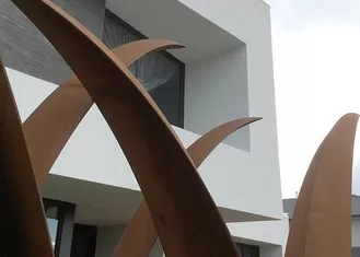 Residential Garden Landscape Corten Steel Sculpture Reed Design Corrosion Stability