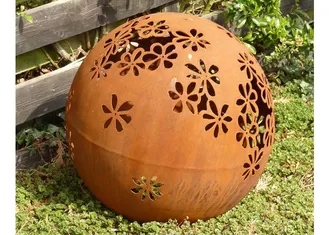 Metal Garden Landscape Corten Steel Ball Sculpture Outdoor Spheres Corrosion Stability