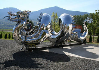 Traditional Chinese Large Dragon Sculpture , Metal Dragon Garden Sculpture
