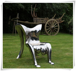 Modern Polished Garden Chair Stainless Steel Furniture Sculpture