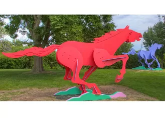 Modern Life Size Painted Metal Sculpture Running Horse Sculpture For Outdoor