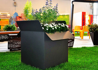 Painted Black Square Stainless Steel Planters Waterproof American Style 