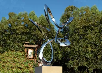 Modern Landscape Polished Stainless Steel Sculpture , Abstract Garden Sculpture