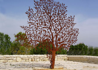 Laser Cut Outdoor Metal Tree Sculpture Corrosion Stability Customized Size 