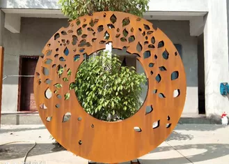 Laser Cut Ring Design Contemporary Sculpture Garden Decor Panel Screen