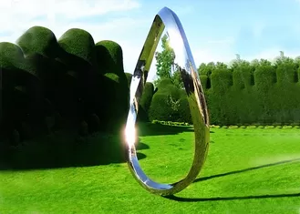 Metal Garden Contemporary Steel Sculpture Oxidised And Mirror Polished Stainless Steel